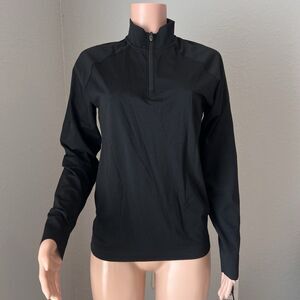 Figs Womens Sz Large Seamless 1/4 Zip Underscrub Long Sleeve Black medical #79